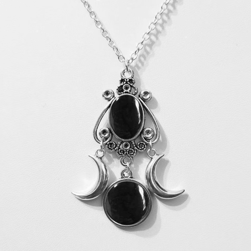 Triple Moon Goddess Amethyst Necklace