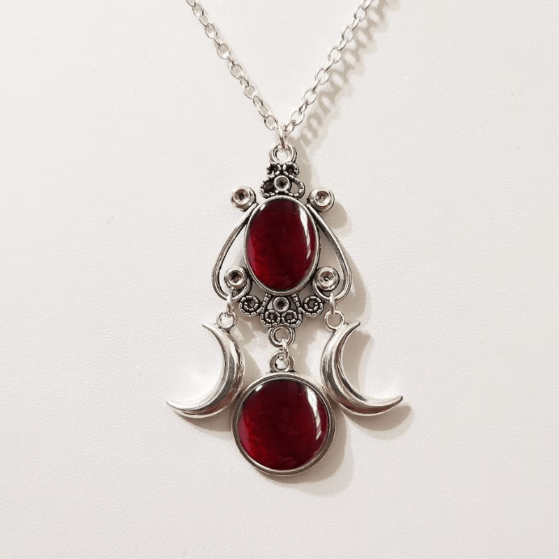 Triple Moon Goddess Amethyst Necklace