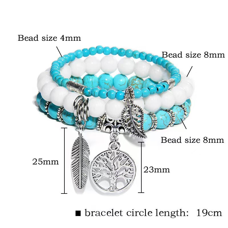 3pcs Crystal Beaded Chakra Bracelet