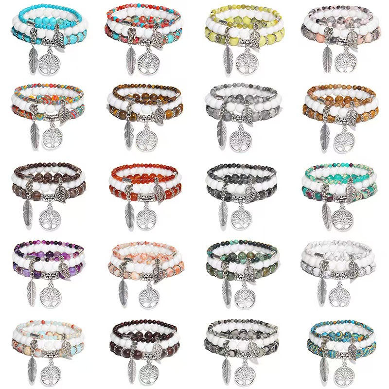 3pcs Crystal Beaded Chakra Bracelet