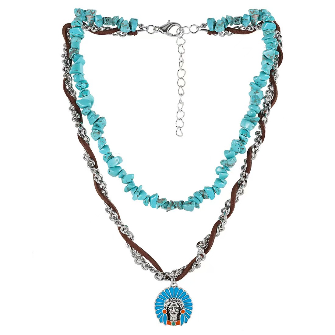 Turquoise Bohemian Style Collarbone Necklace 