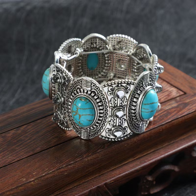 Turquoise stone Vintage Elastic Bangle