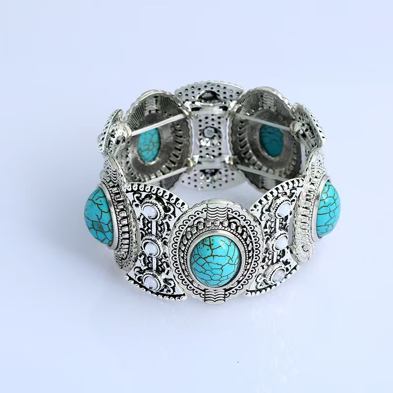 Turquoise stone Vintage Elastic Bangle