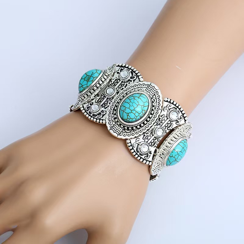 Turquoise stone Vintage Elastic Bangle