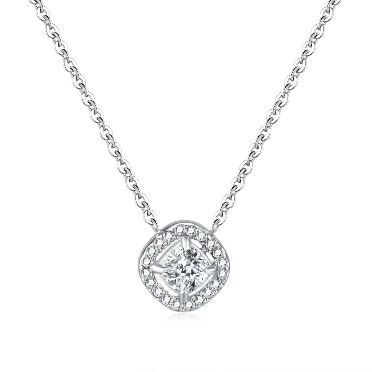 Zircon Crystal Stainless Steel Earrings Necklace Set