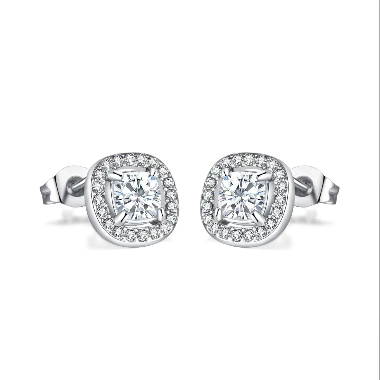 Zircon Crystal Stainless Steel Earrings Necklace Set