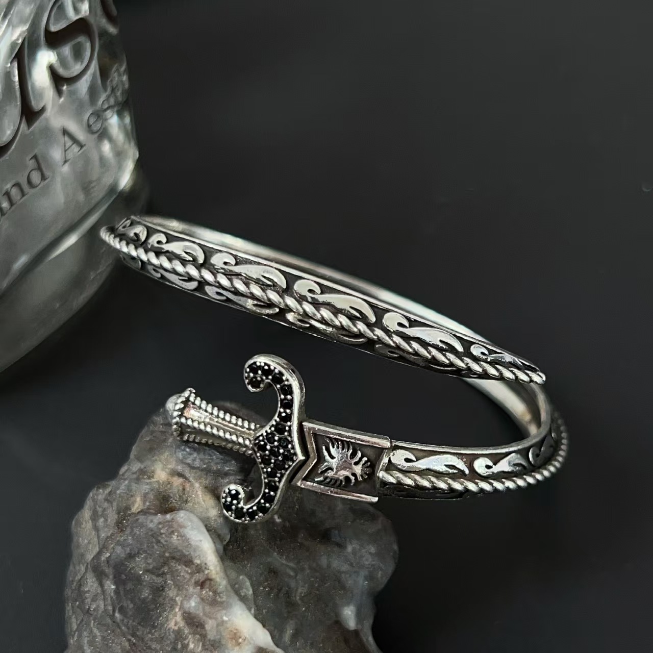 Sword-shape Adjustable Brass Bracelet