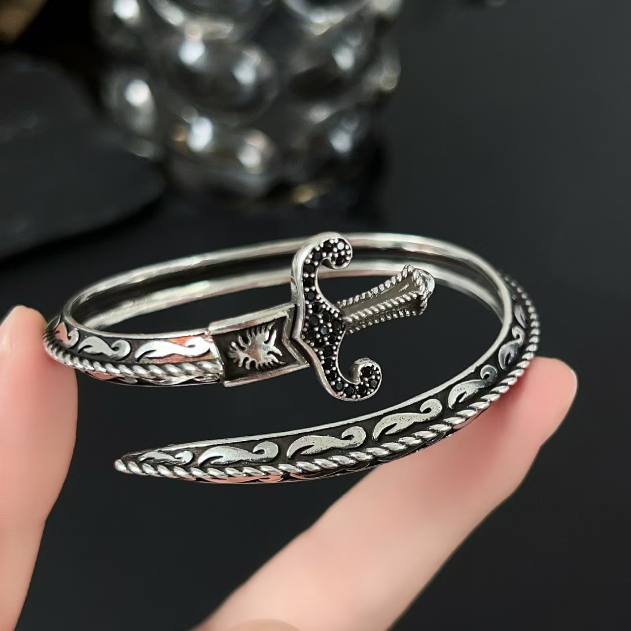 Sword-shape Adjustable Brass Bracelet