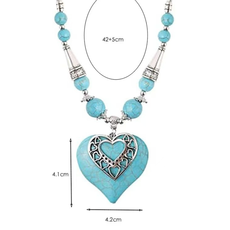 Bohemian Heart Shape Turquoise Jewelry set