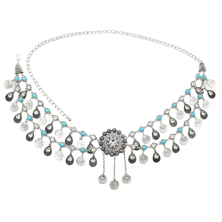 Diamond Coins Fringe Waist Chain