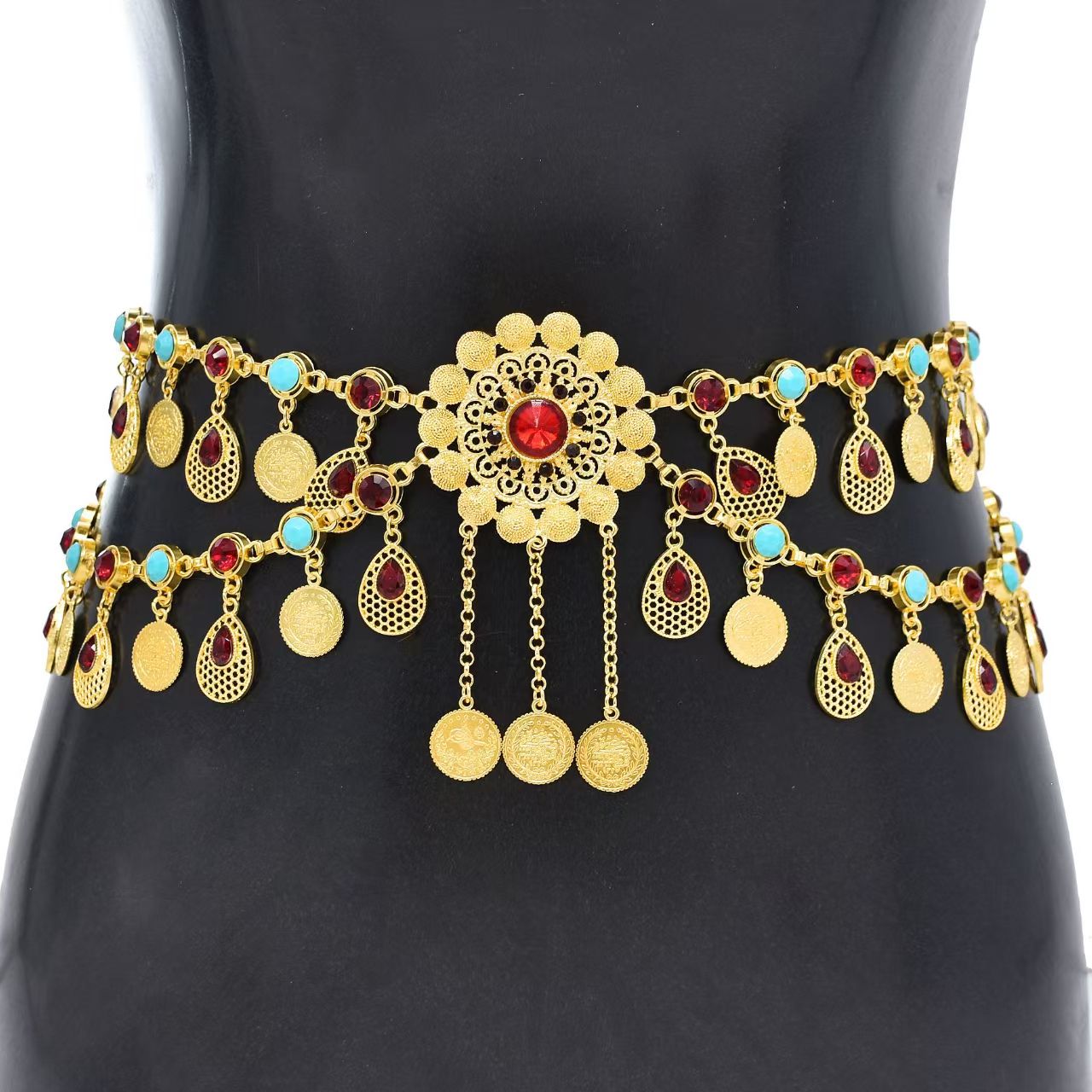 Diamond Coins Fringe Waist Chain