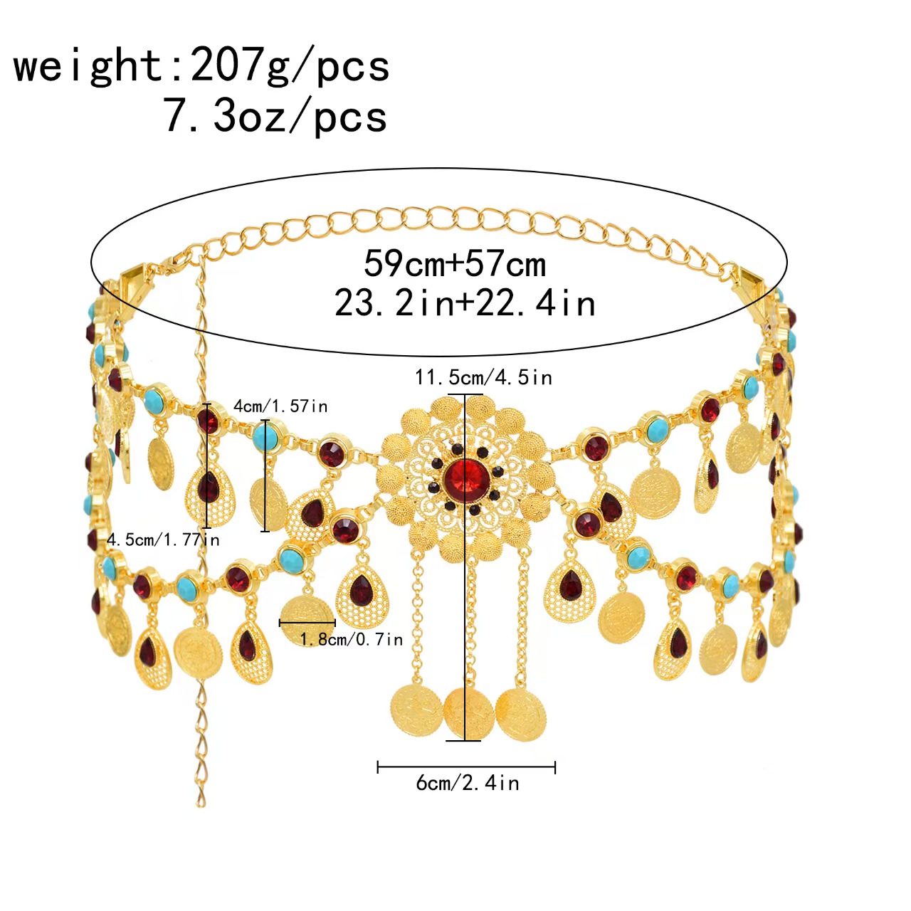 Diamond Coins Fringe Waist Chain