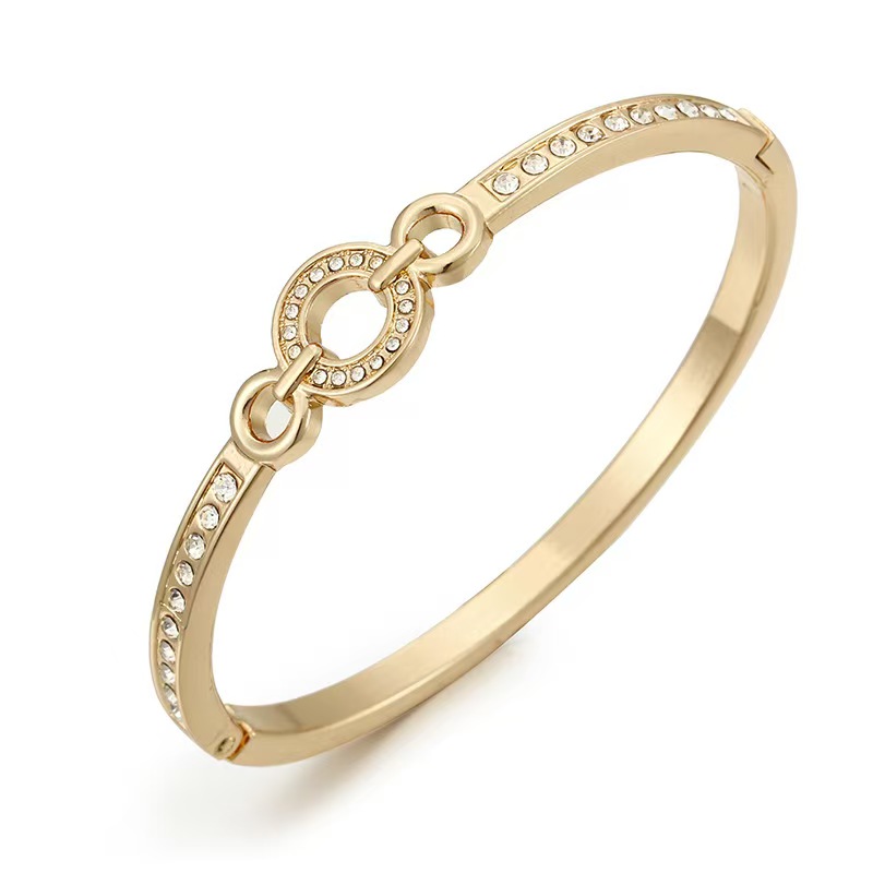 Classic Slim Diamond-Accented Alloy Bracelet