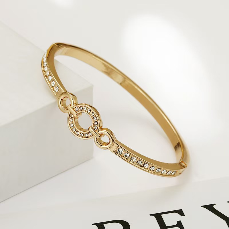 Classic Slim Diamond-Accented Alloy Bracelet