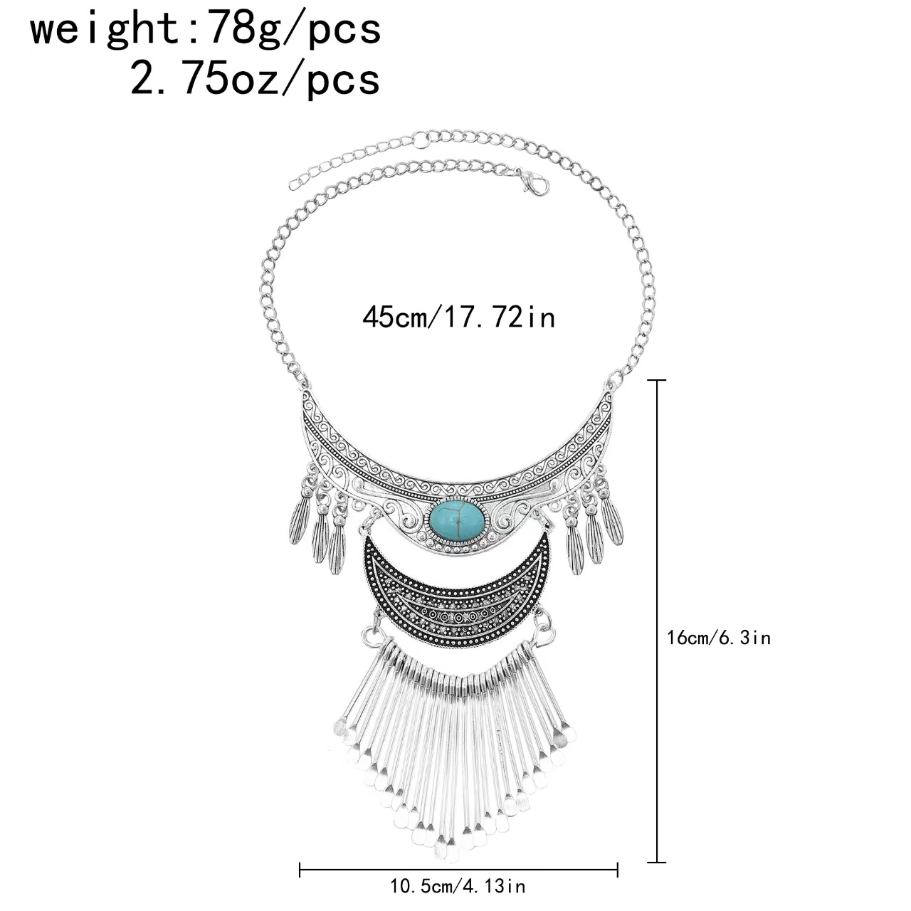 Bohemian Alloy Moon Tassel Necklace