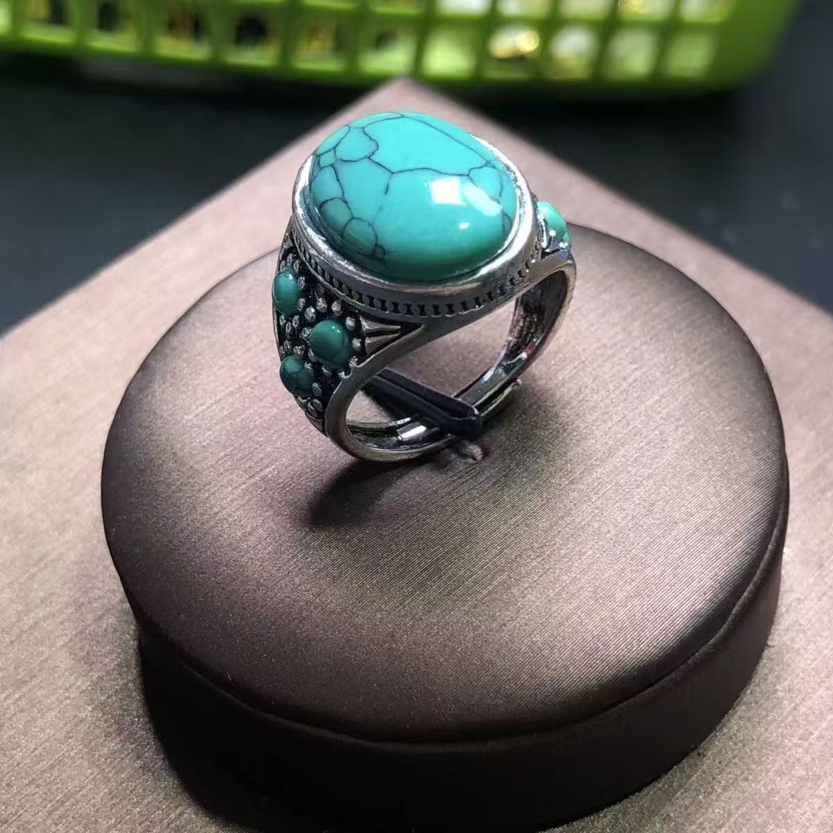 Turquoise open adjustable ring