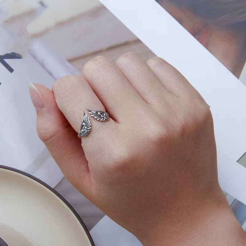 Vintage Classic Angel Wings Adjustable Ring