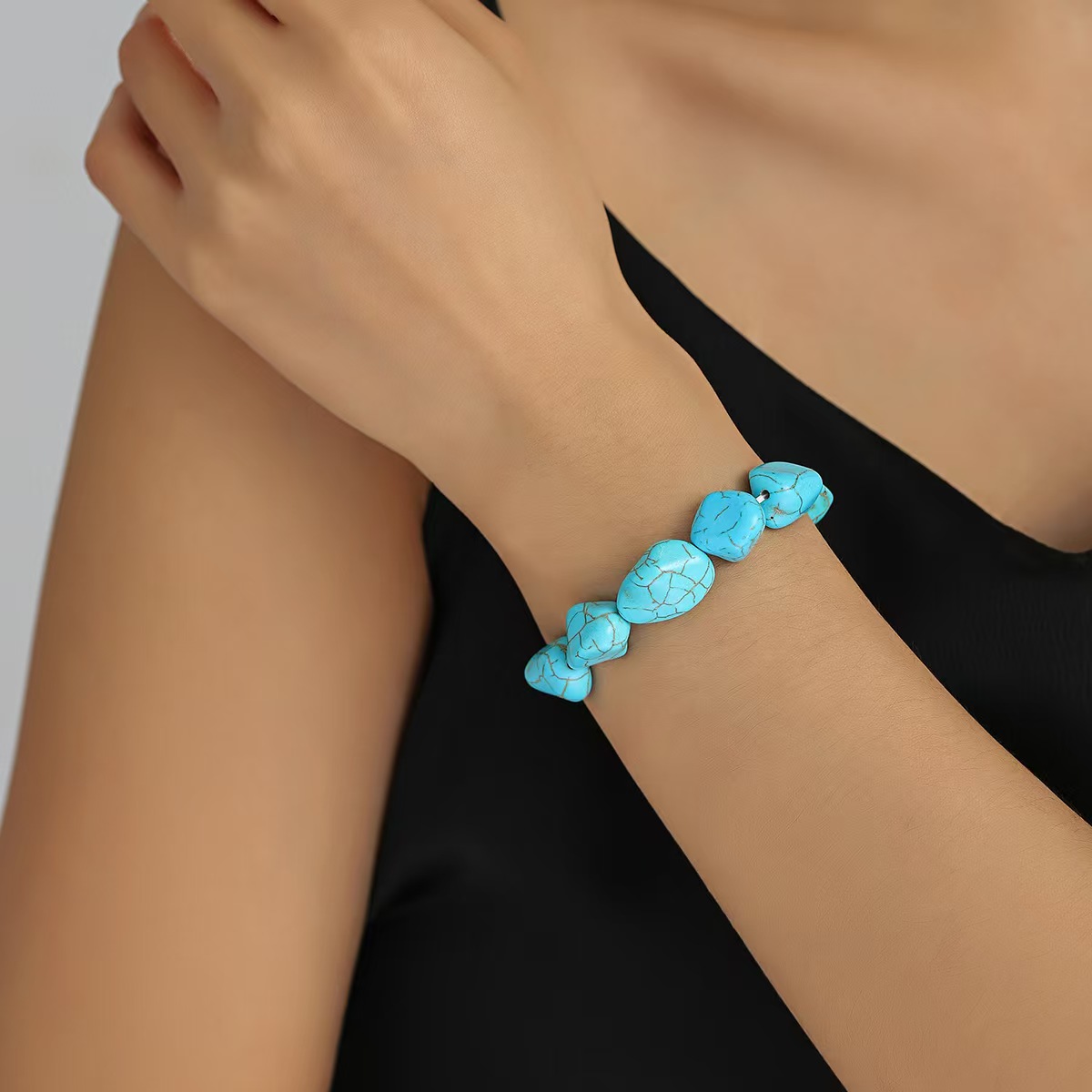 Turquoise Beaded Necklace Earrings Bracelet Set