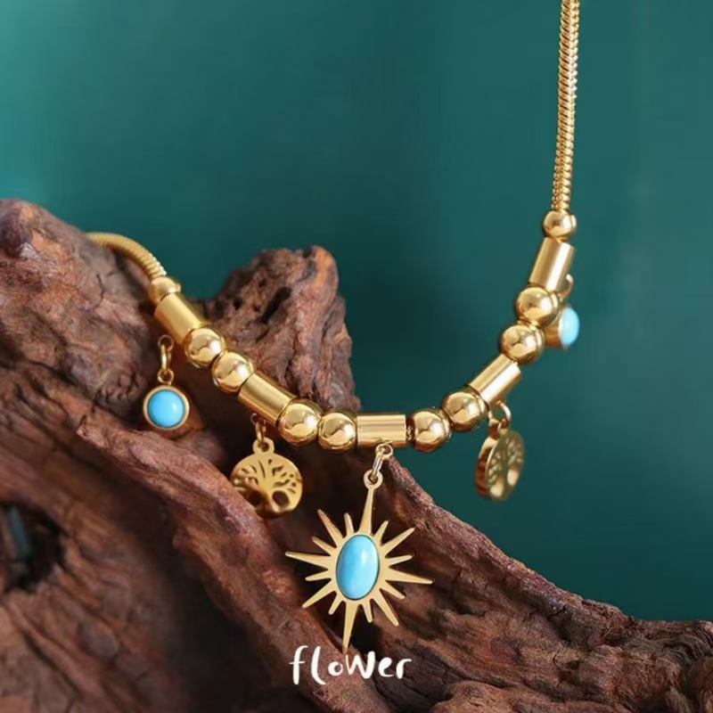 Vintage 18K Gold Plated Steel Jewelry Set