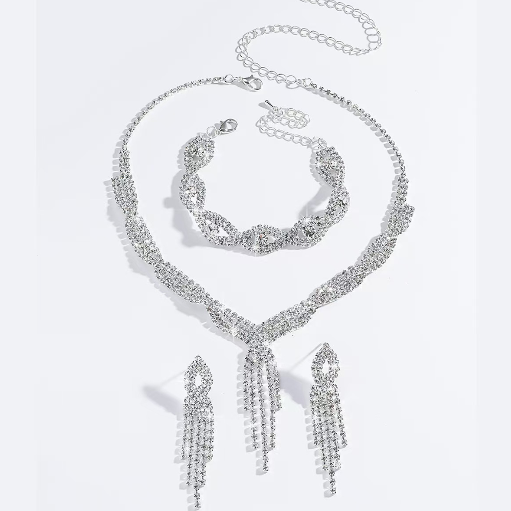 Clawed Chain Rhinestone Jewelry Set