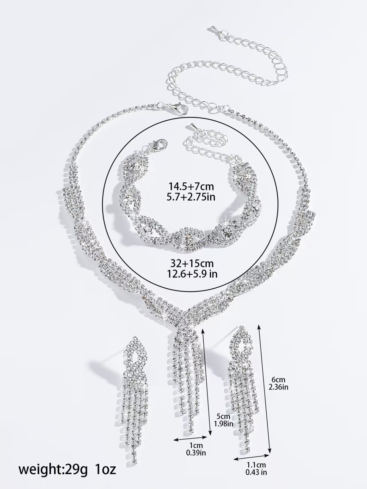 Clawed Chain Rhinestone Jewelry Set