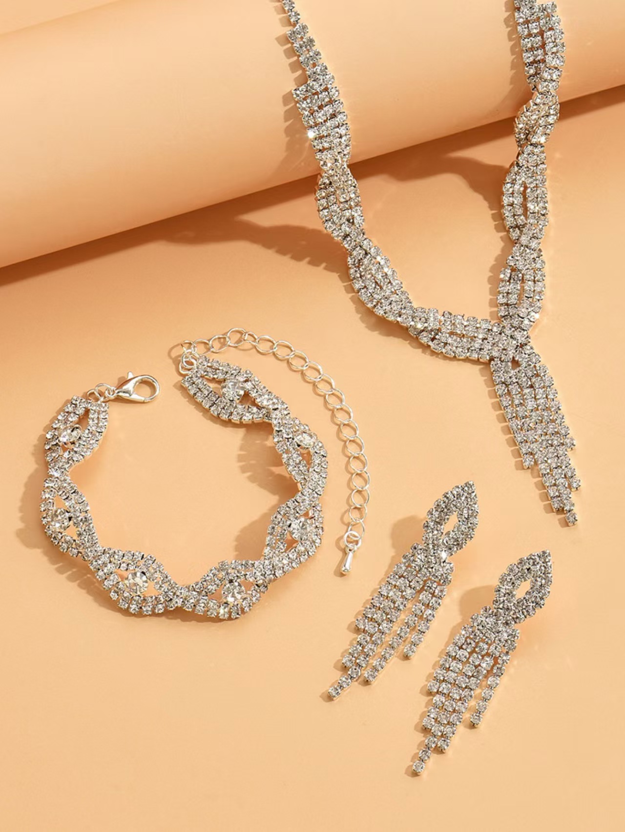 Clawed Chain Rhinestone Jewelry Set