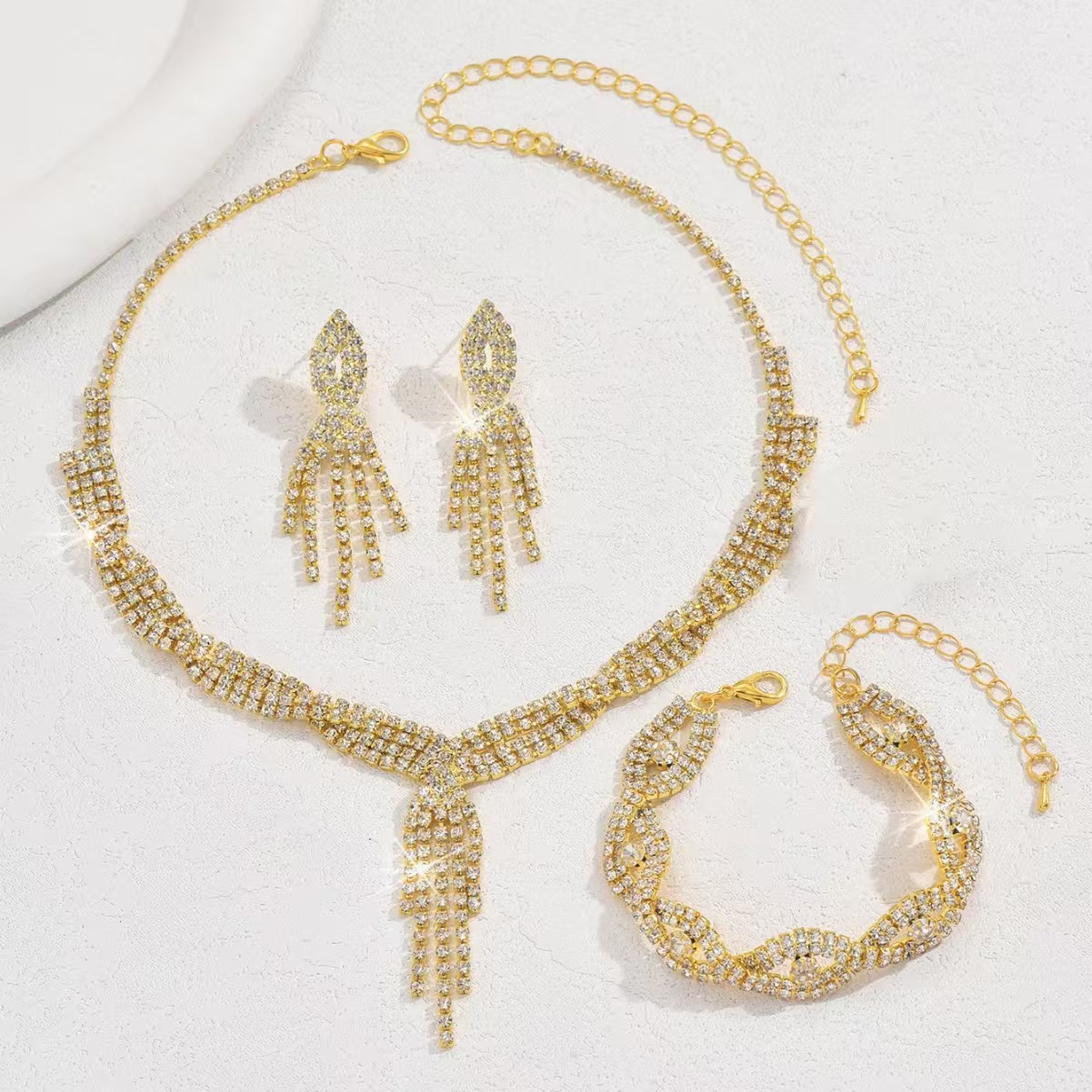 Clawed Chain Rhinestone Jewelry Set