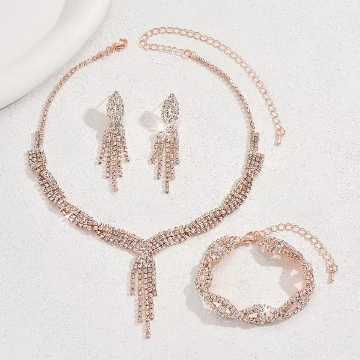 Clawed Chain Rhinestone Jewelry Set