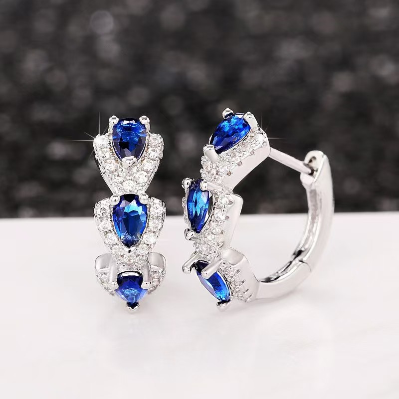 Elegant Blue Zircon Vintage-Inspired Earrings 