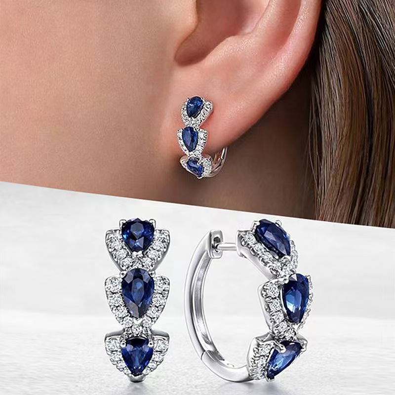 Elegant Blue Zircon Vintage-Inspired Earrings 