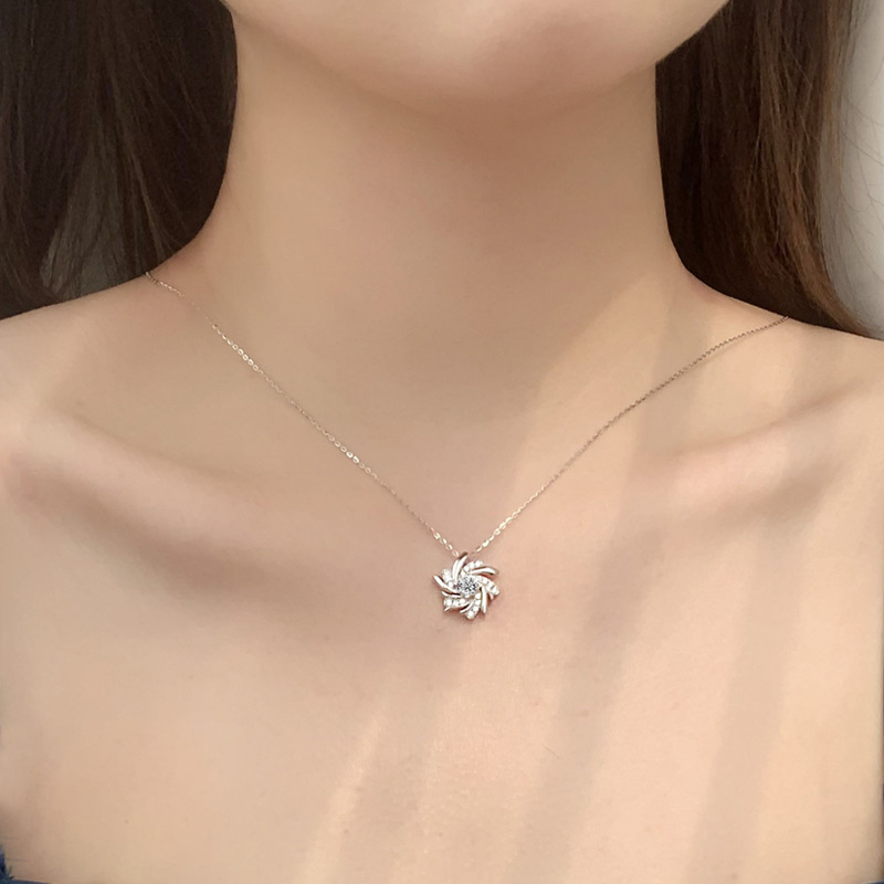 light luxury windmill S925 sterling silver pendant necklace