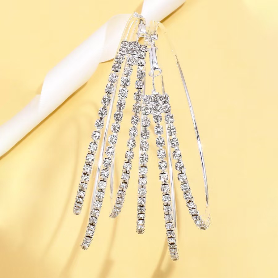 Geometric Hoop Earrings Asymmetrical Crystal-Studded Design Gold & Silver Alloy Artisan Statement